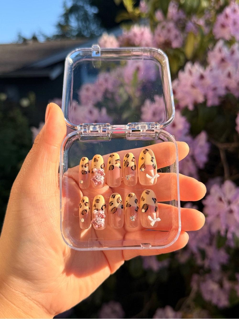 Size S Small Leopard Cat Y2K Baddie Acrylic Press On Handmade Nails Set